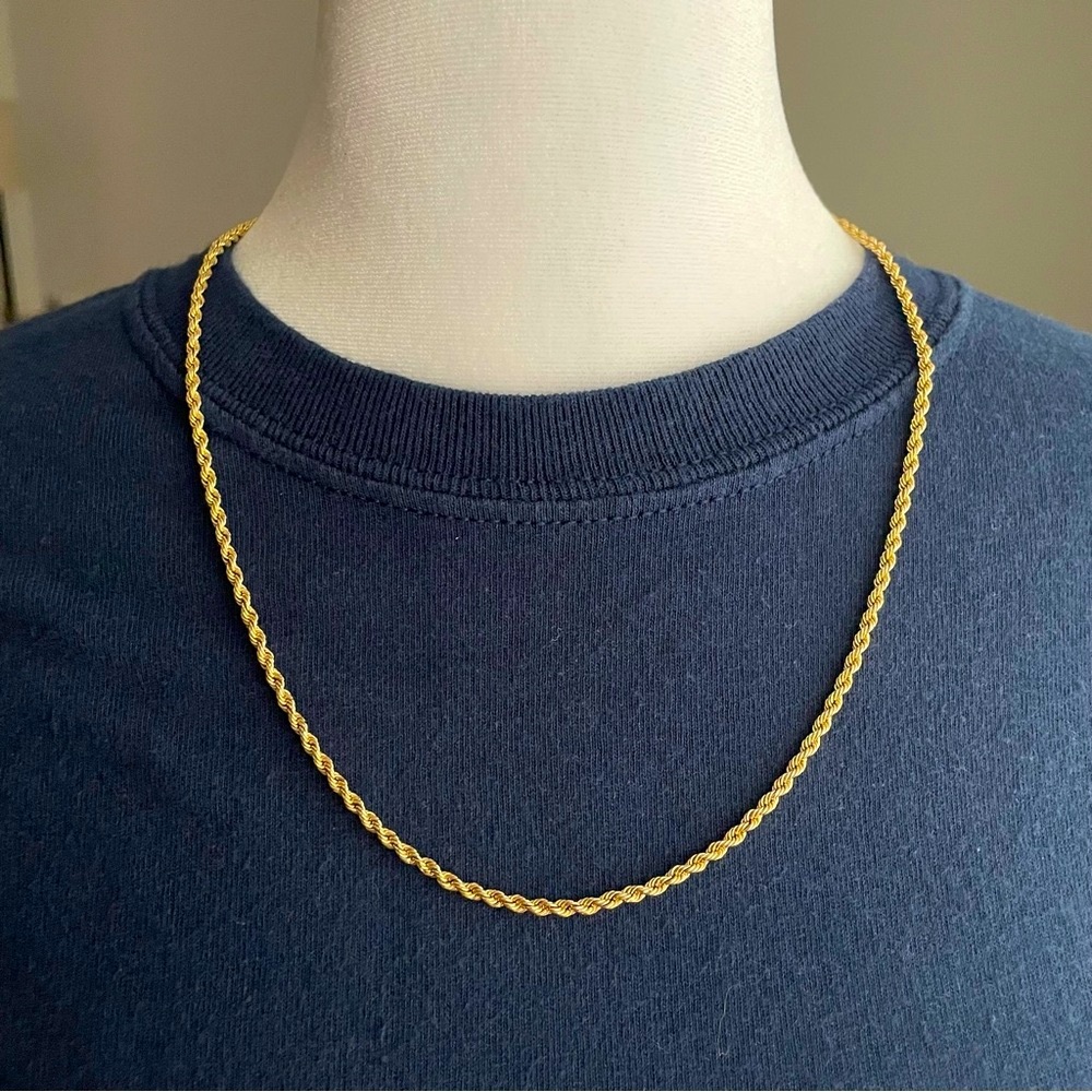 10K Gold Rope Chain 24K 18K Mens Women’s Jewelry Necklace Turkey BNTR 3mm